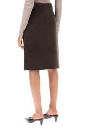 Toteme Pencil Skirt In Double Wool   Brown