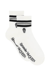 Alexander Mcqueen Stripe Skull Sports Socks   White