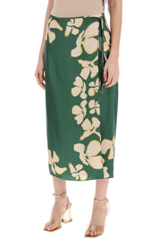 Raquel Diniz 'S Silk Floral Wrap Skirt   Green