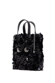 Anya Hindmarch Mini Tote Bag With Sequin Eyes Design In   Black