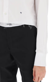 Homme Girls Cotton Twill Cropped Shirt   White