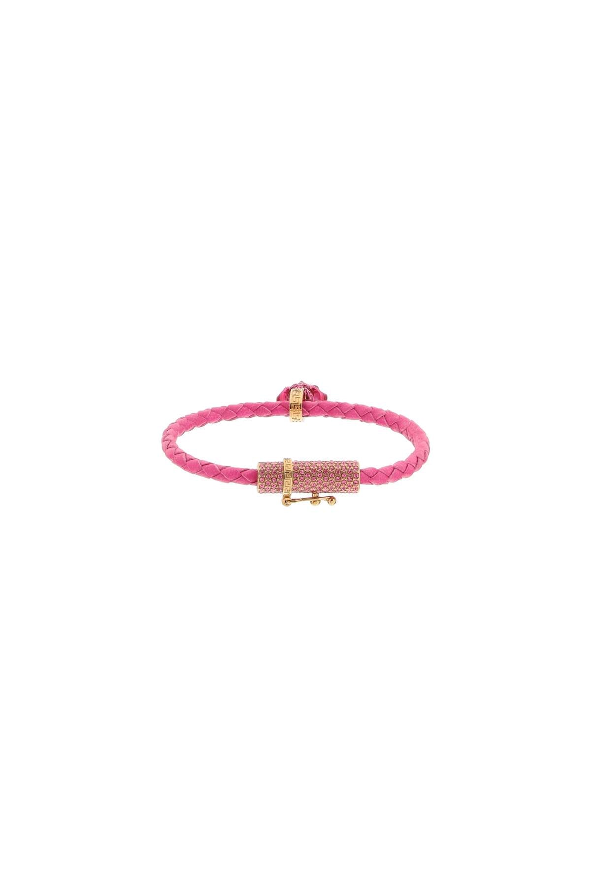 Versace Braided Leather Bracelet   Fuchsia