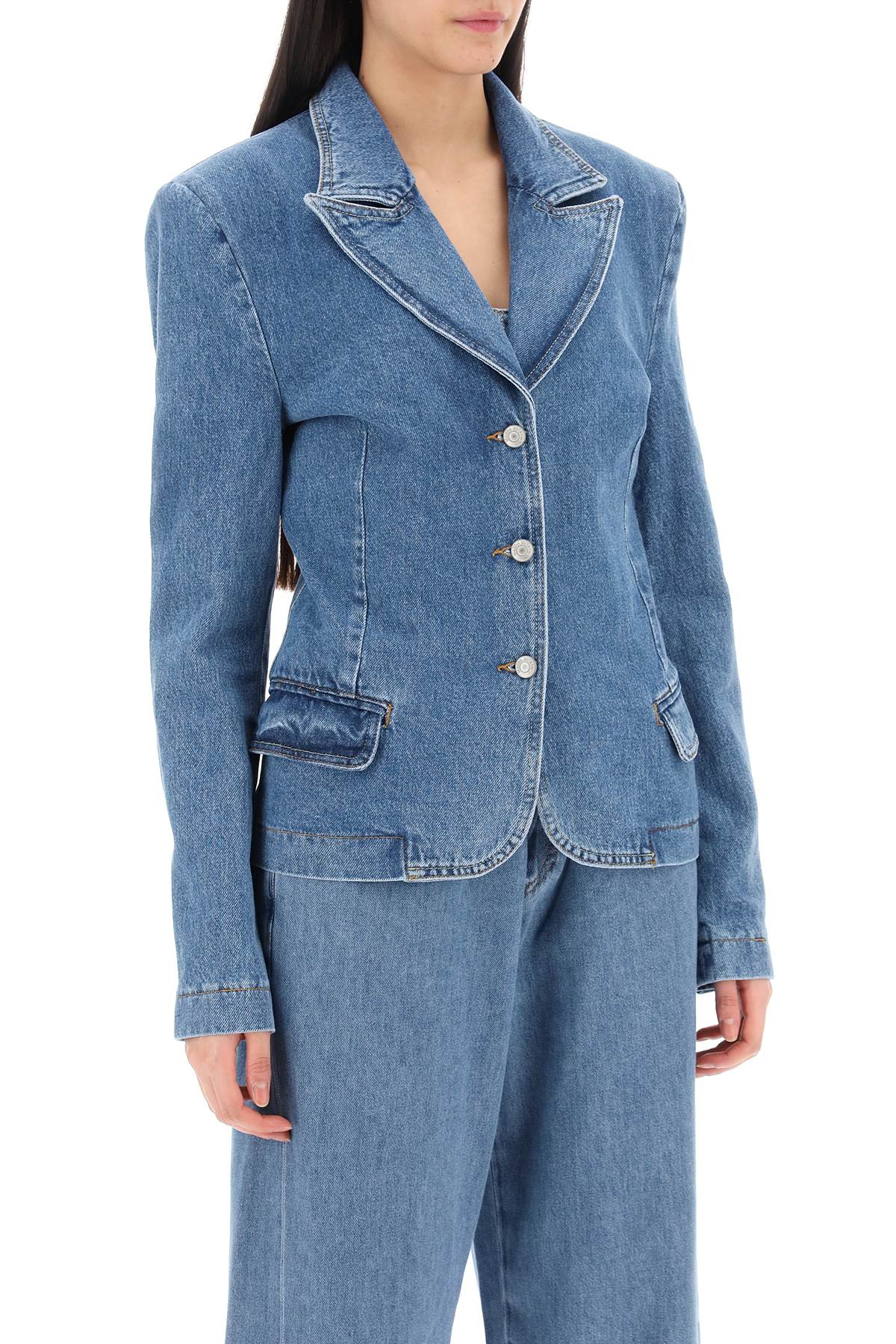 Magda Butrym Single Breasted Jacket In Denim   Blue