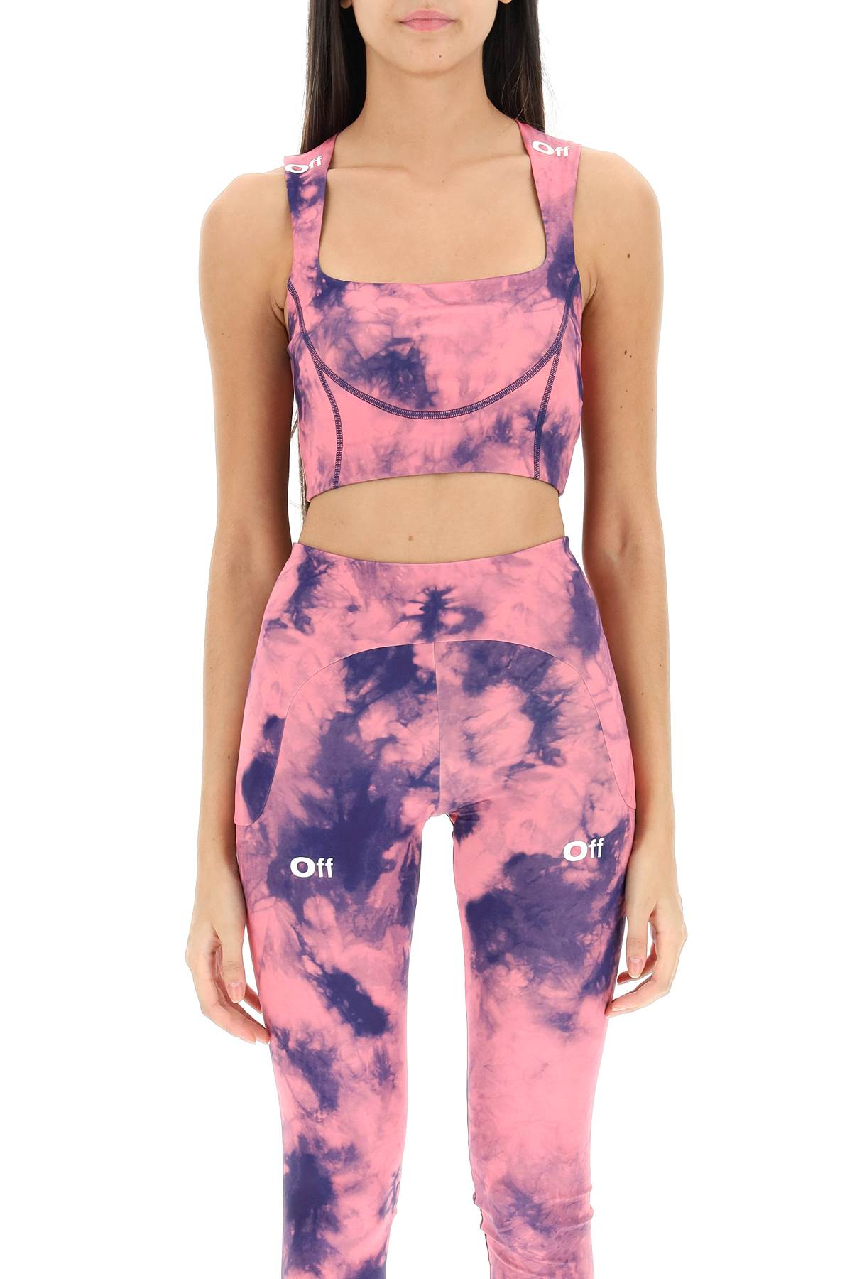 Off White Tie Dye Sports Bra   Pink