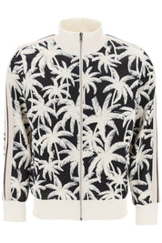 Palm Angels Zip Up Sweatshirt With Palms Print   White