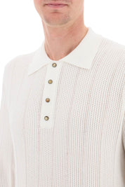 Brunello Cucinelli Long Sleeved Knitted Polo Shirt   White