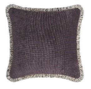Lo Decor Velvet Anthracite Pillow with Multicolor Fringes