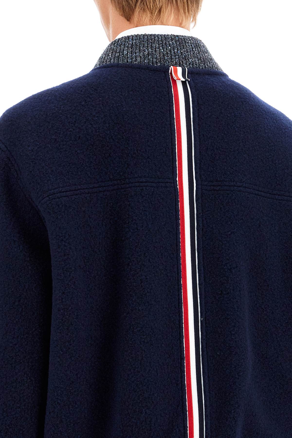 Thom Browne Woolen Fleece Bomber Jacket   Blue