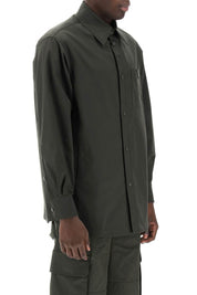 Valentino Garavani Snap Up Overshirt In Stretch Nylon   Khaki