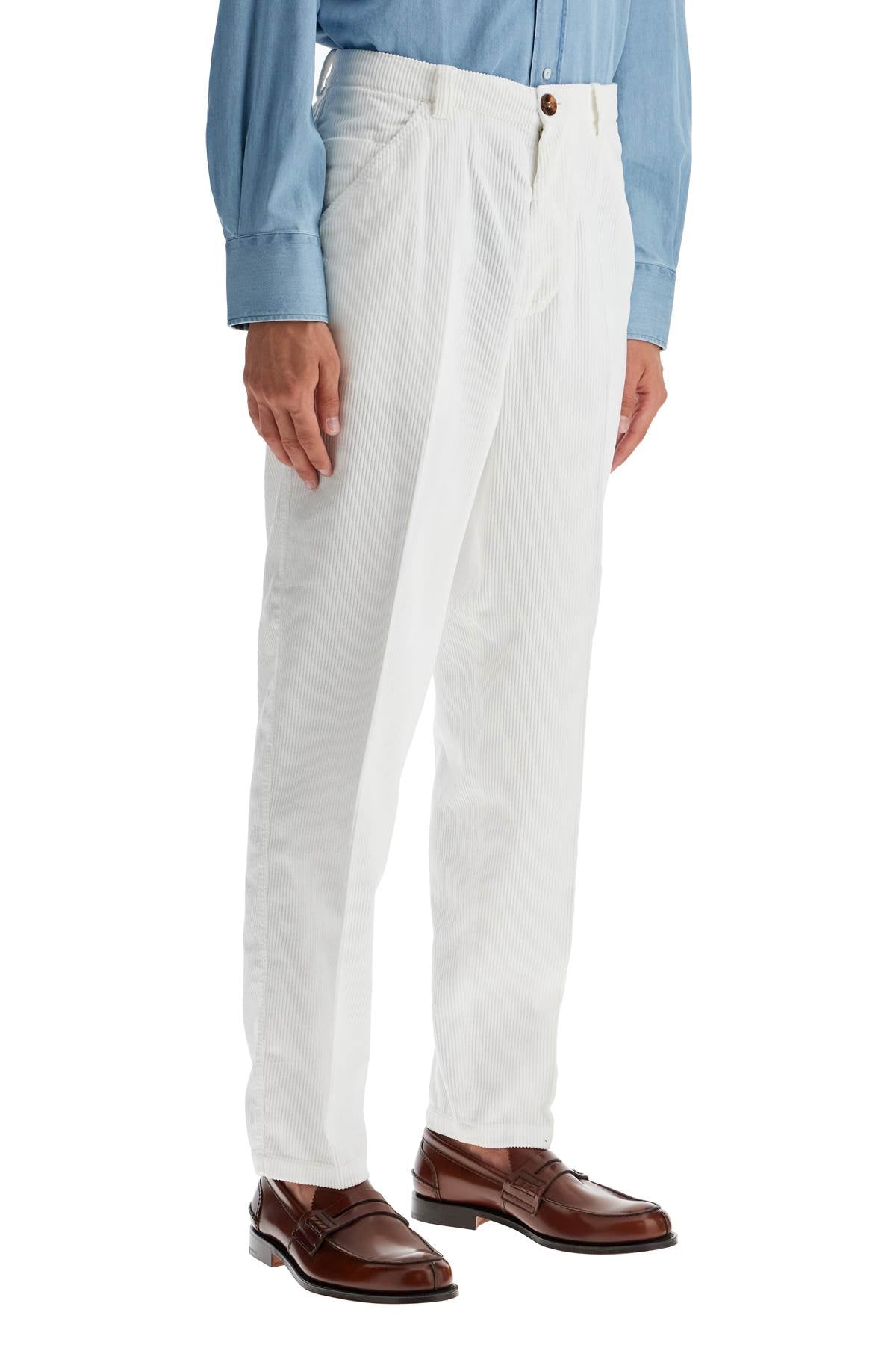 Brunello Cucinelli Corduroy Leisure Fit Pants   White