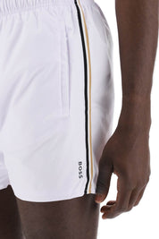 Boss Replace With Double Quoteseaside Bermuda Shorts With Tr   White