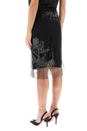 Des Phemmes Diamanté Tulle Skirt   Black