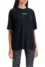 Ganni Sporty Mesh T Shirt For   Black