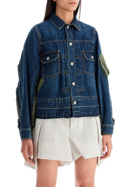 Sacai Denim And Nylon Jacket For Men   Blue