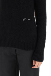 Ganni Brushed Alpaca And Wool Sweater   Black