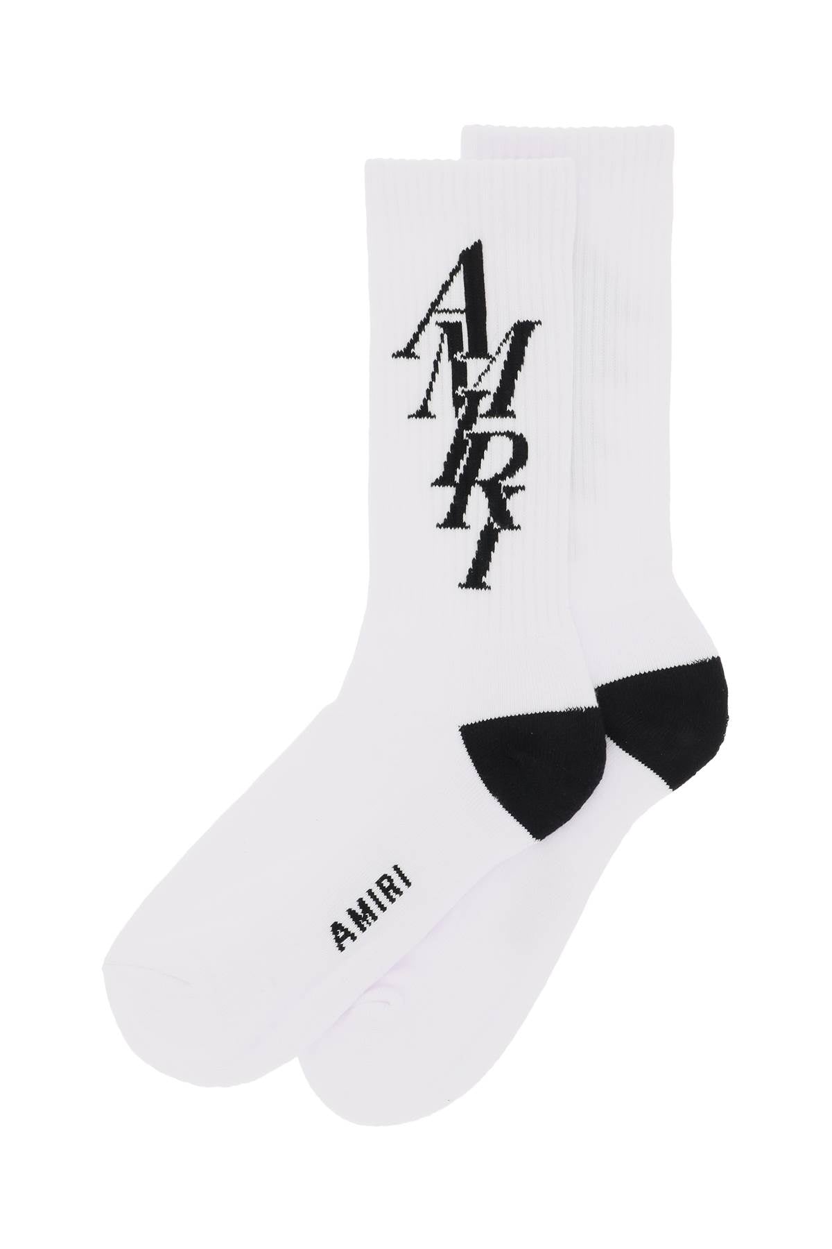 Amiri Stack Logo Socks   White