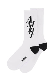 Amiri Stack Logo Socks   White