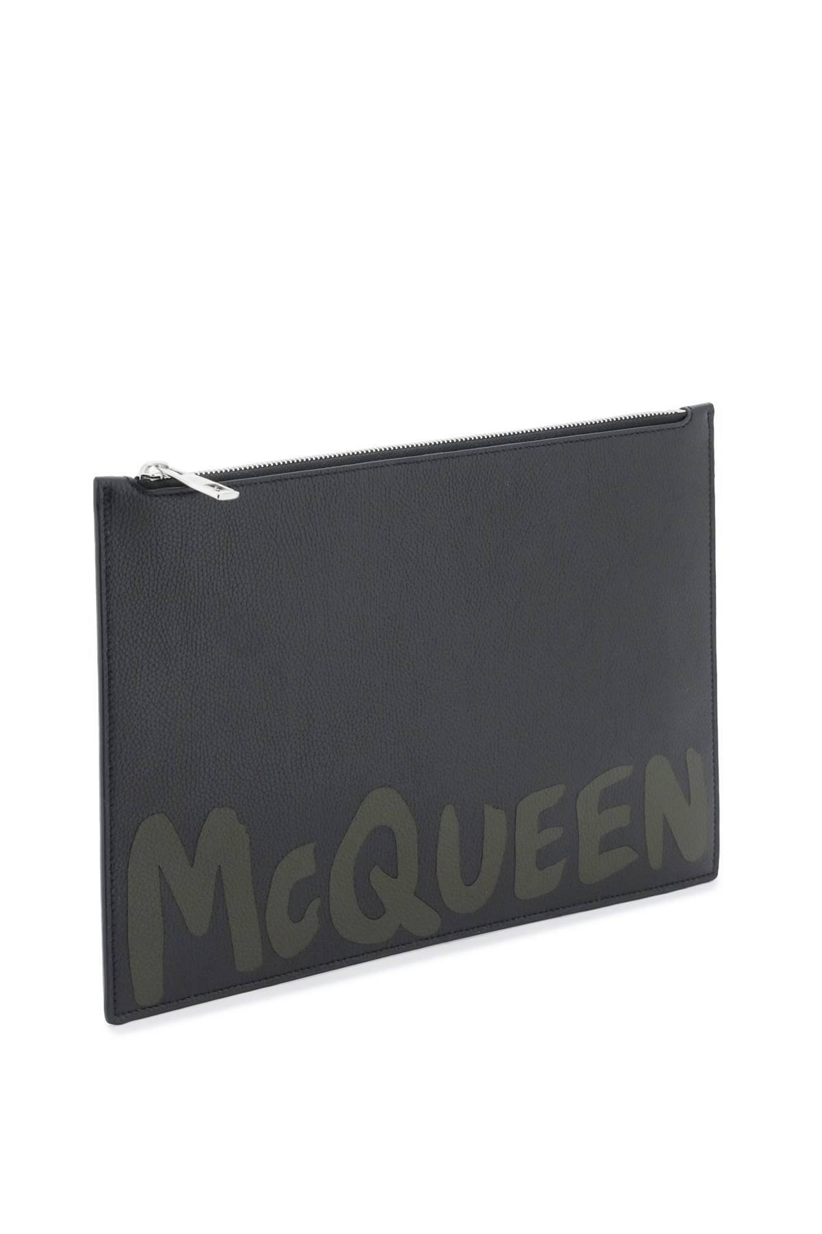 Alexander Mcqueen Graffiti Flat Pouch   Black