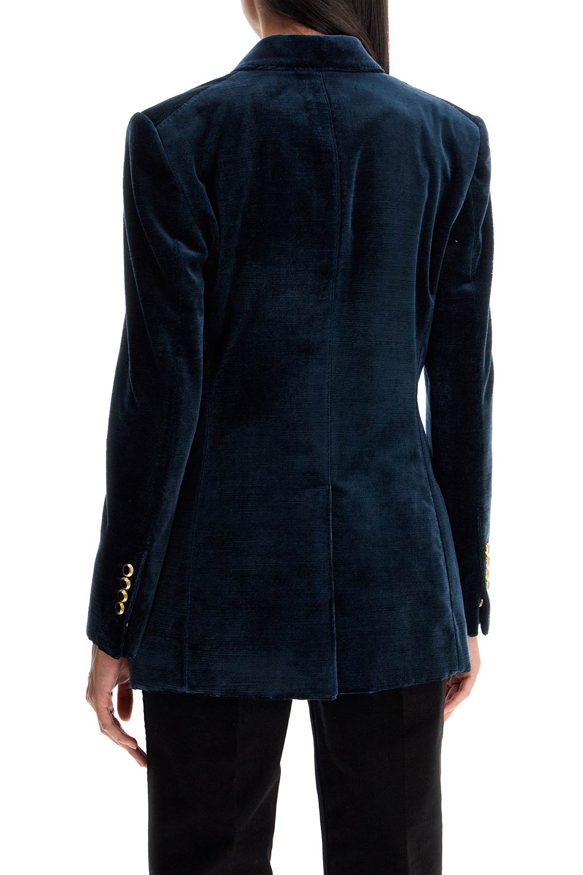 Tom Ford Wallis Velvet Double Breasted Jacket   Blue