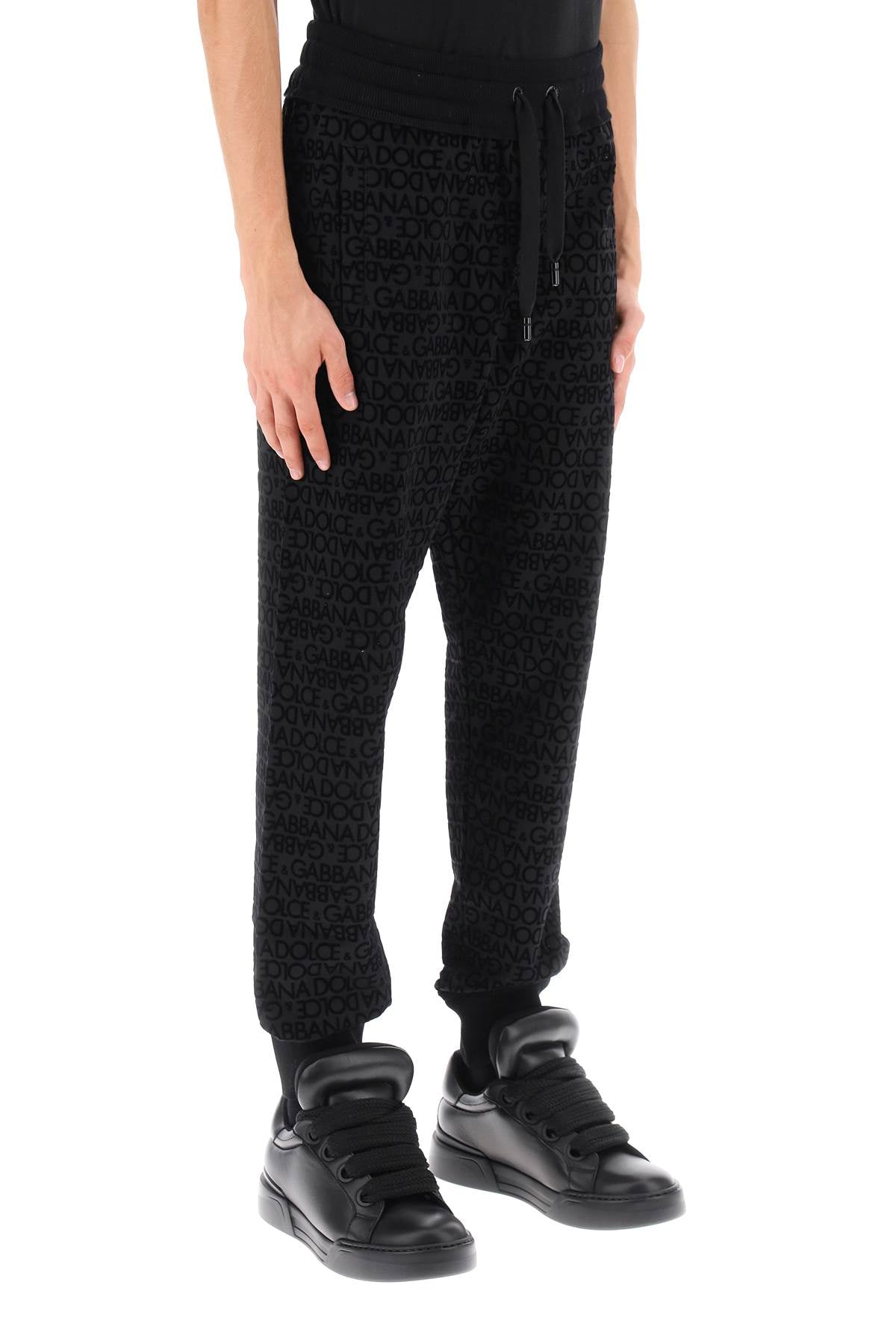 Dolce & Gabbana Flocked Logo Joggers   Black