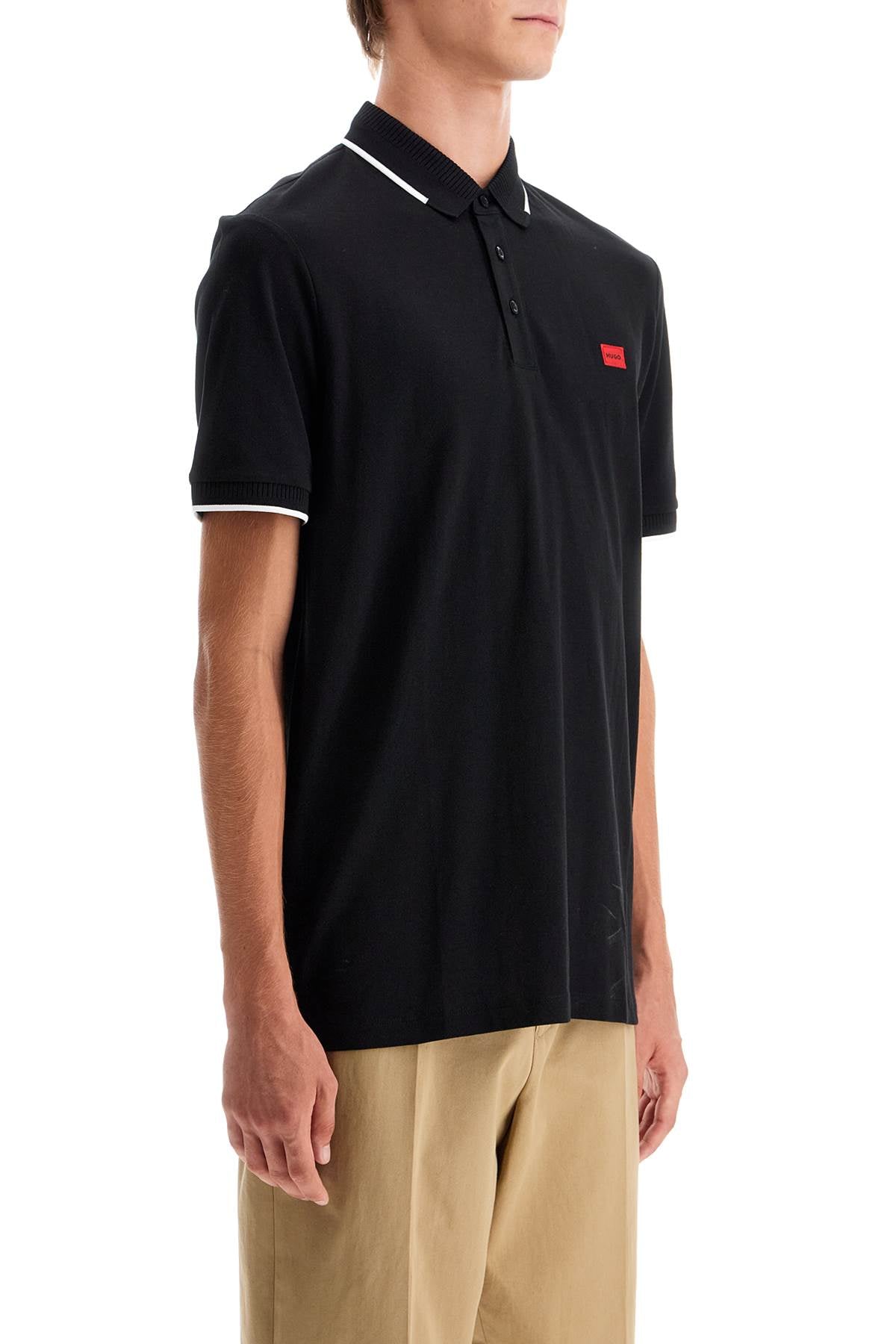 Hugo Polo Shirt With Contrasting Finishing Details   Black