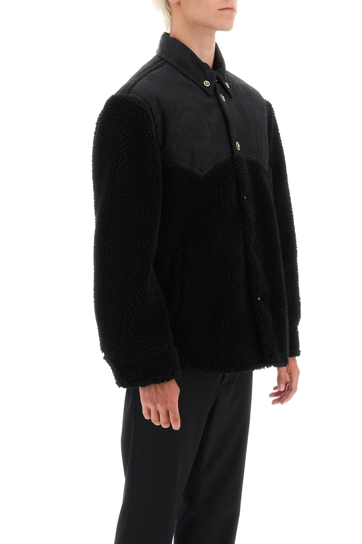 Versace Barocco Silhouette Fleece Jacket   Black