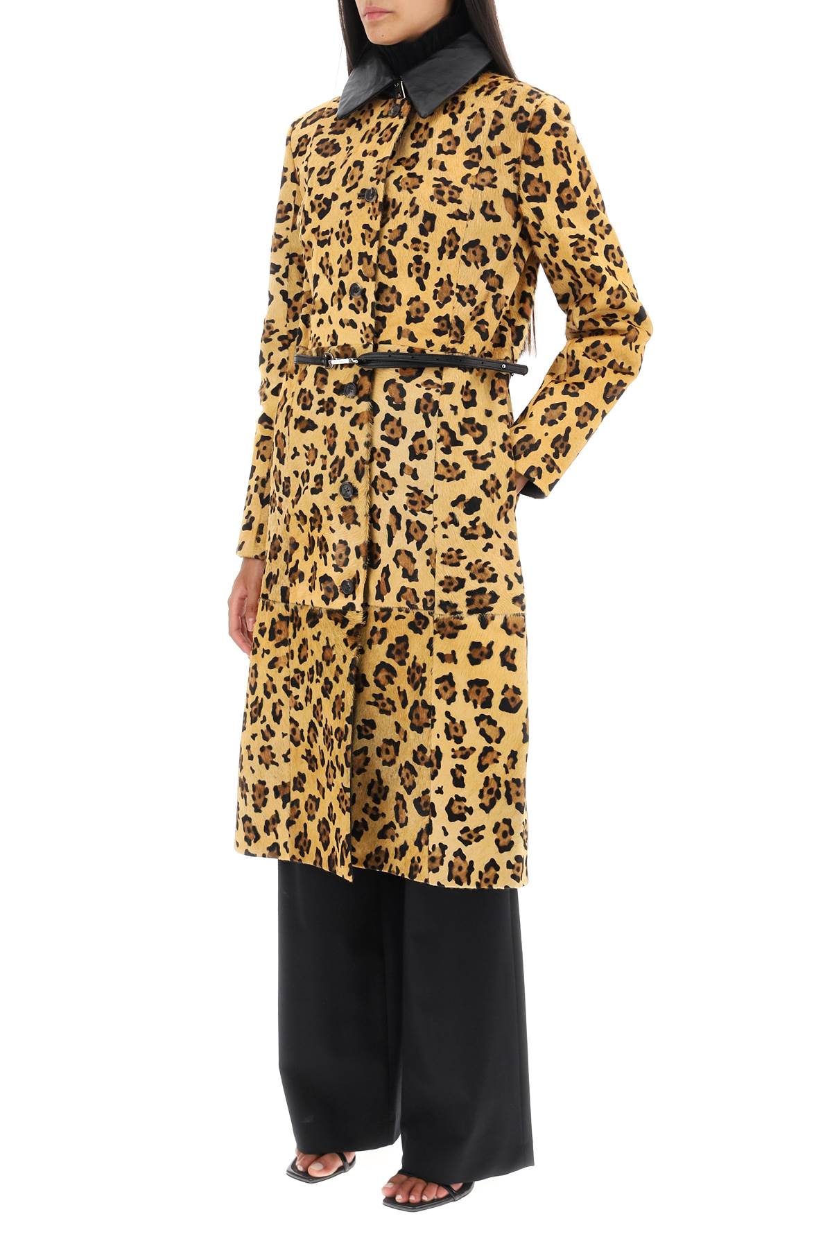 Saks Potts 'ginger' leopard motif ponyskin coat