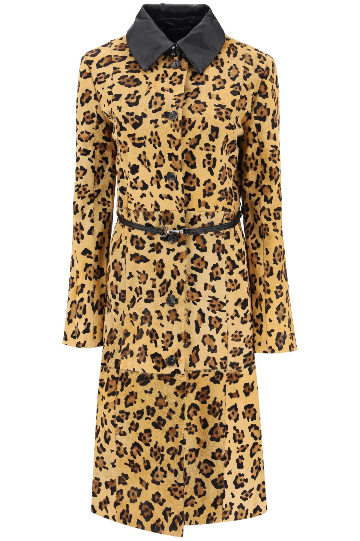 Saks Potts 'ginger' leopard motif ponyskin coat