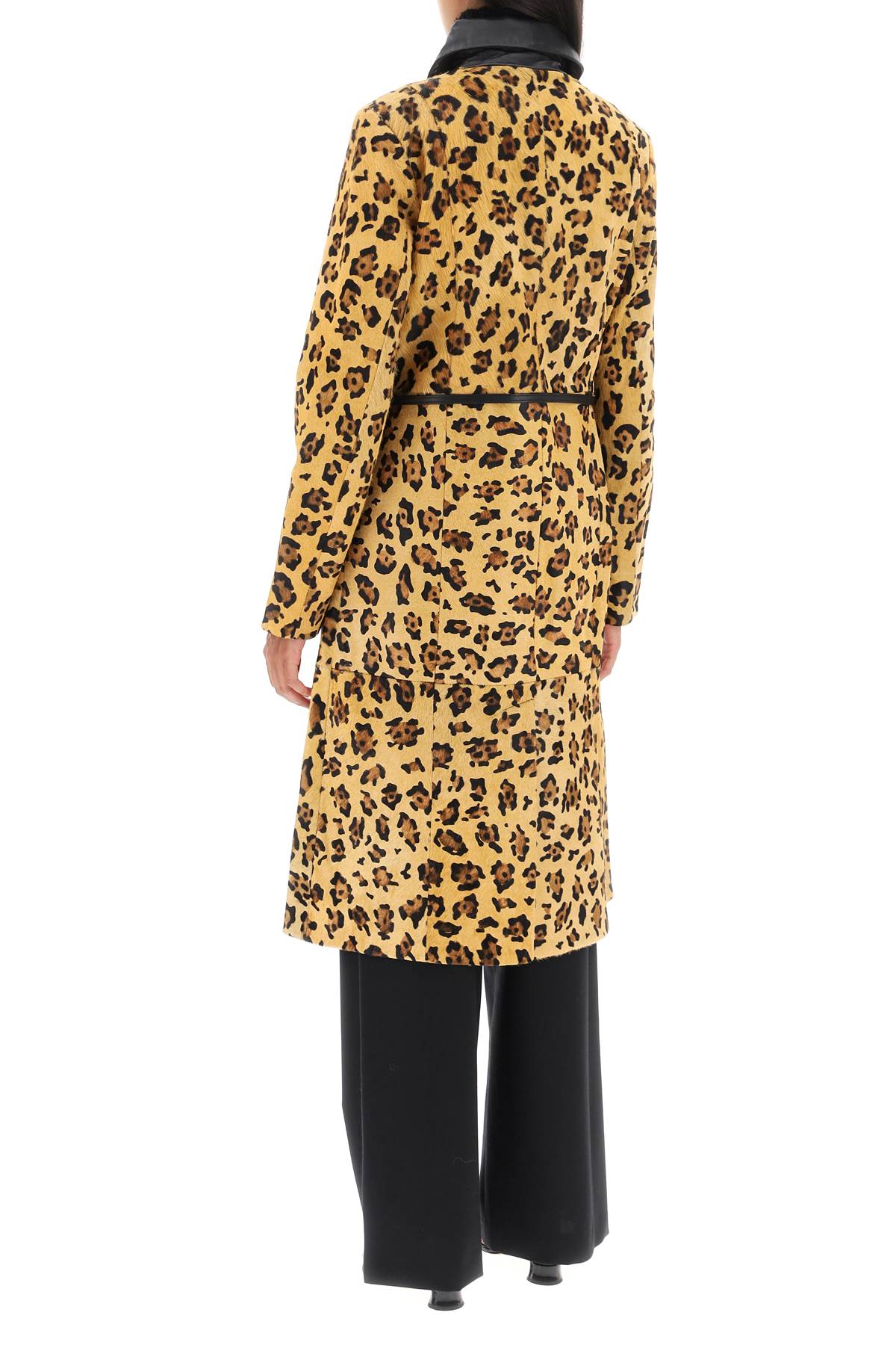 Saks Potts 'ginger' leopard motif ponyskin coat