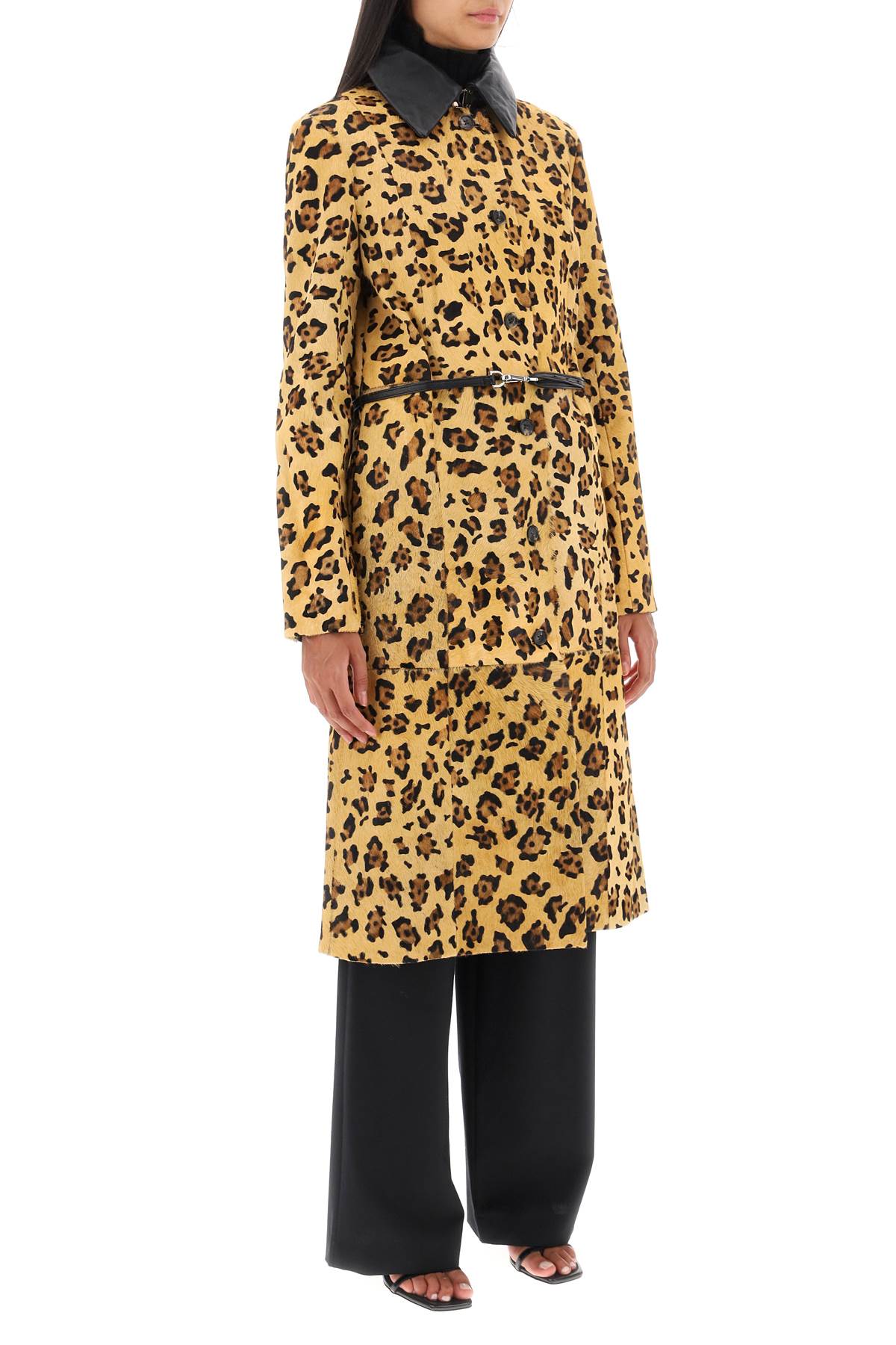 Saks Potts 'ginger' leopard motif ponyskin coat