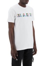 Marni Replace With Double Quotechecked Logo T Shirt With Square   White