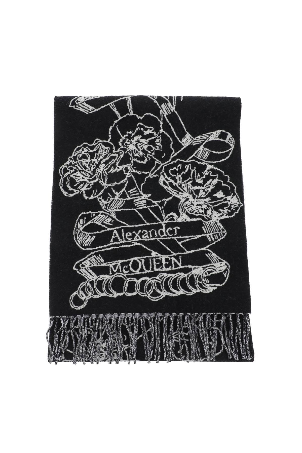 Alexander Mcqueen Wool Reversibile Scarf   Grey