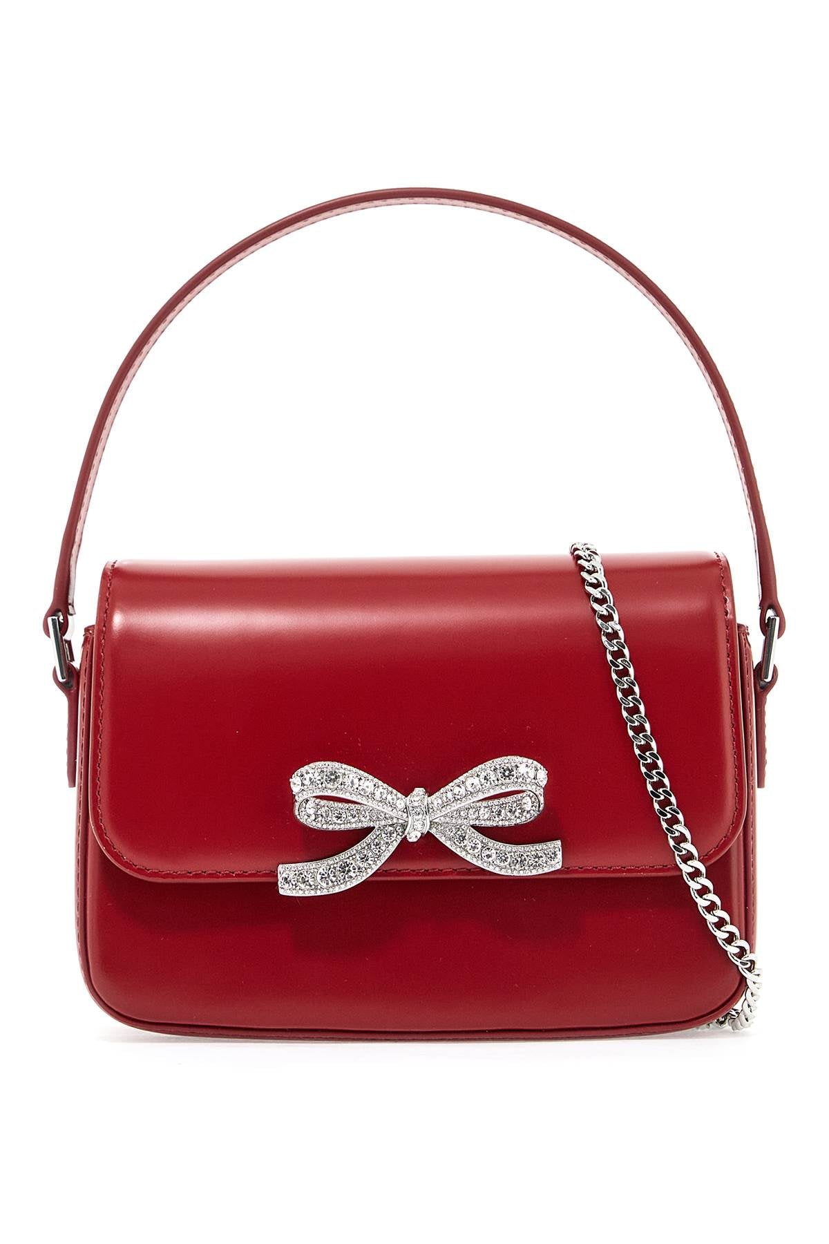 Self Portrait Smooth Leather Micro Handbag In 10 Words   Red