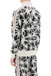 Palm Angels Zip Up Sweatshirt With Palms Print   White