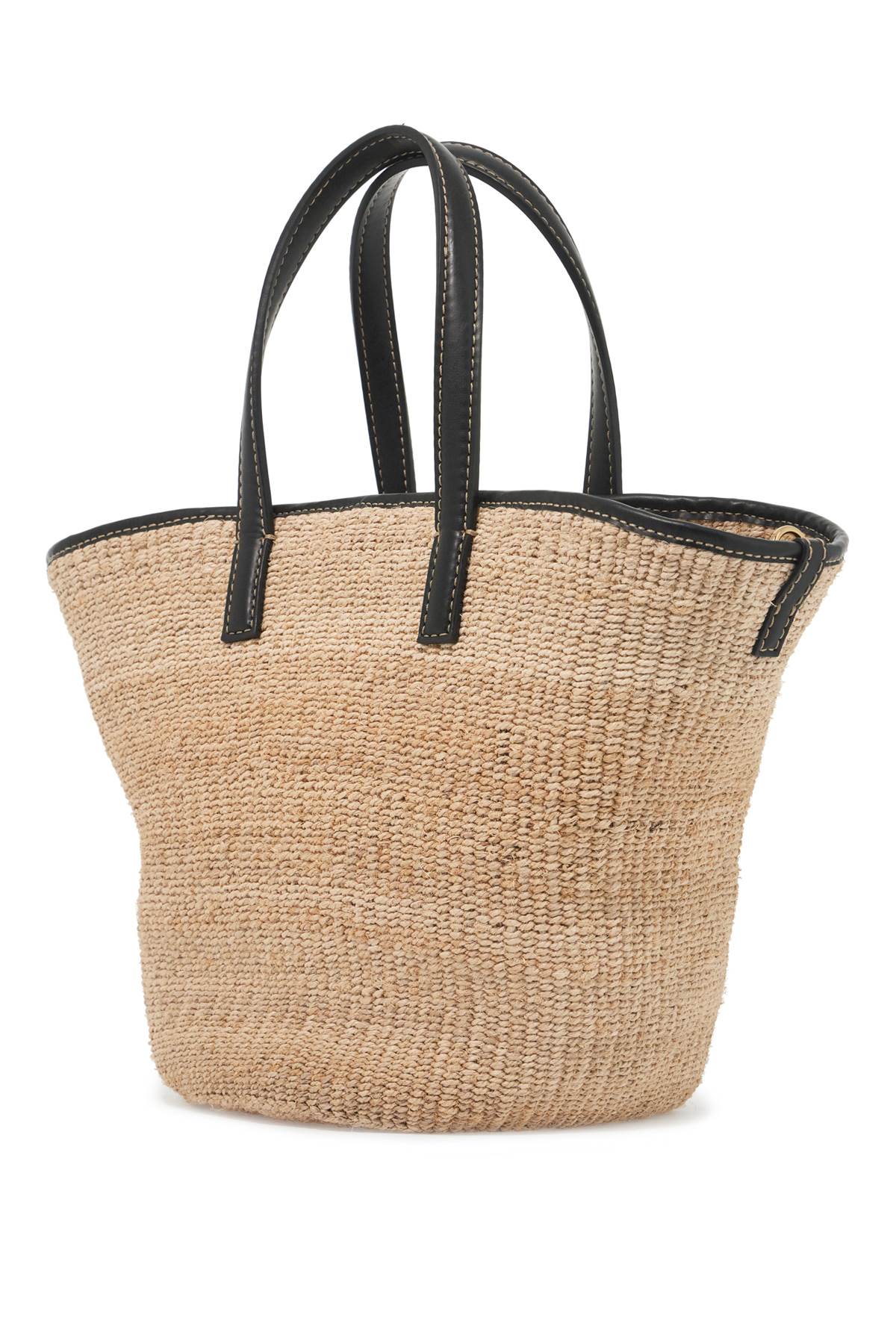 Stella Mc Cartney Raffia Shoulder Bag With Logo.   Beige