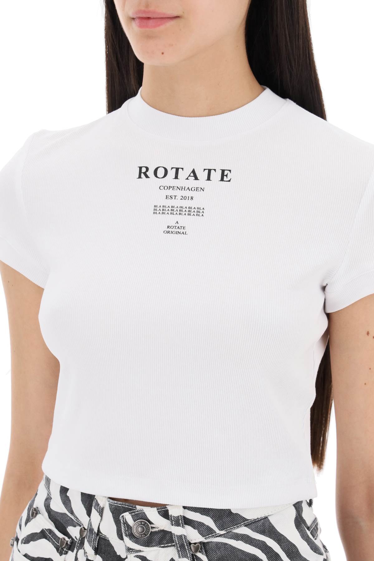 Rotate "cropped Ribbed T Shirt   White