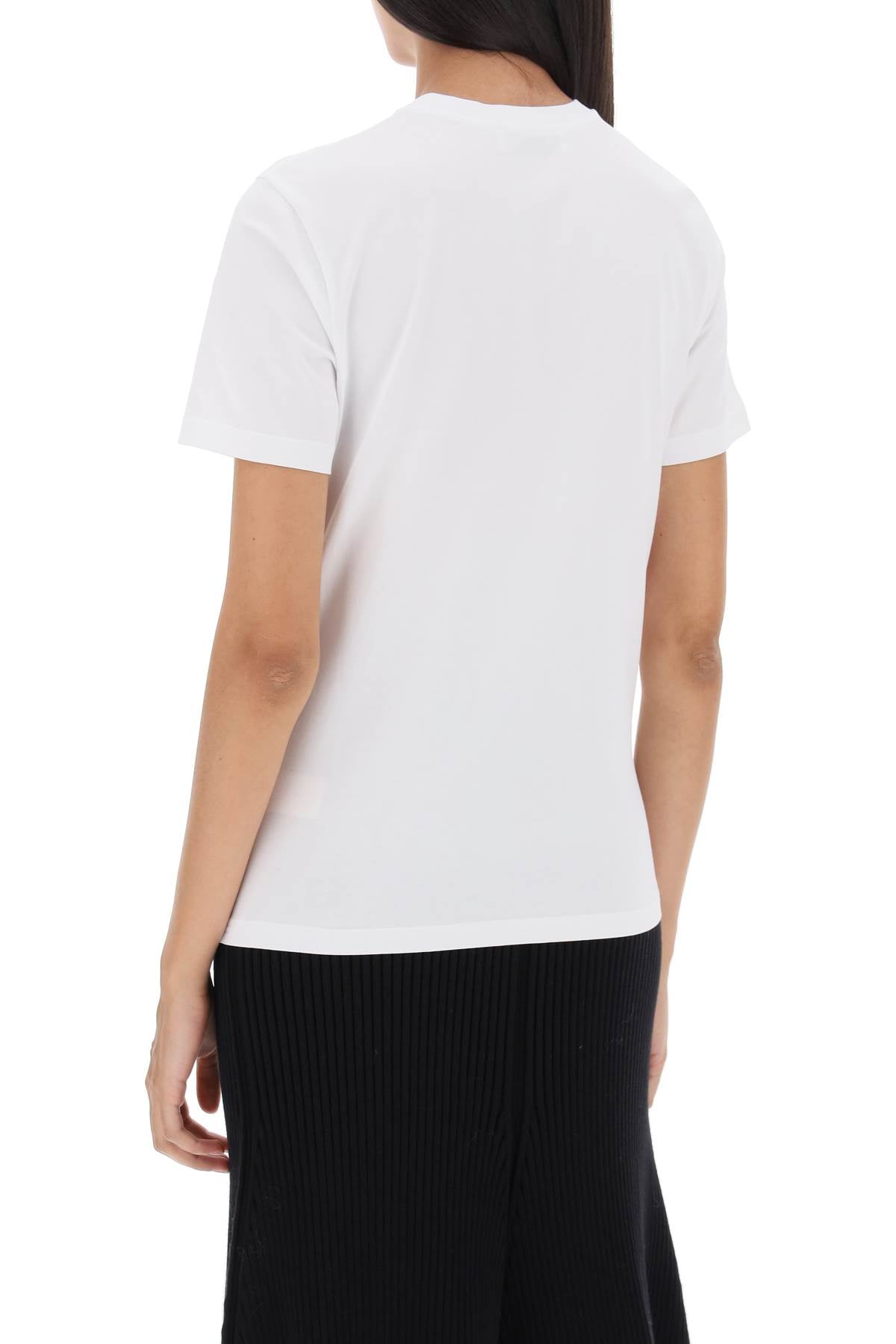 Tory Burch Regular T Shirt With Embroidered Logo   White