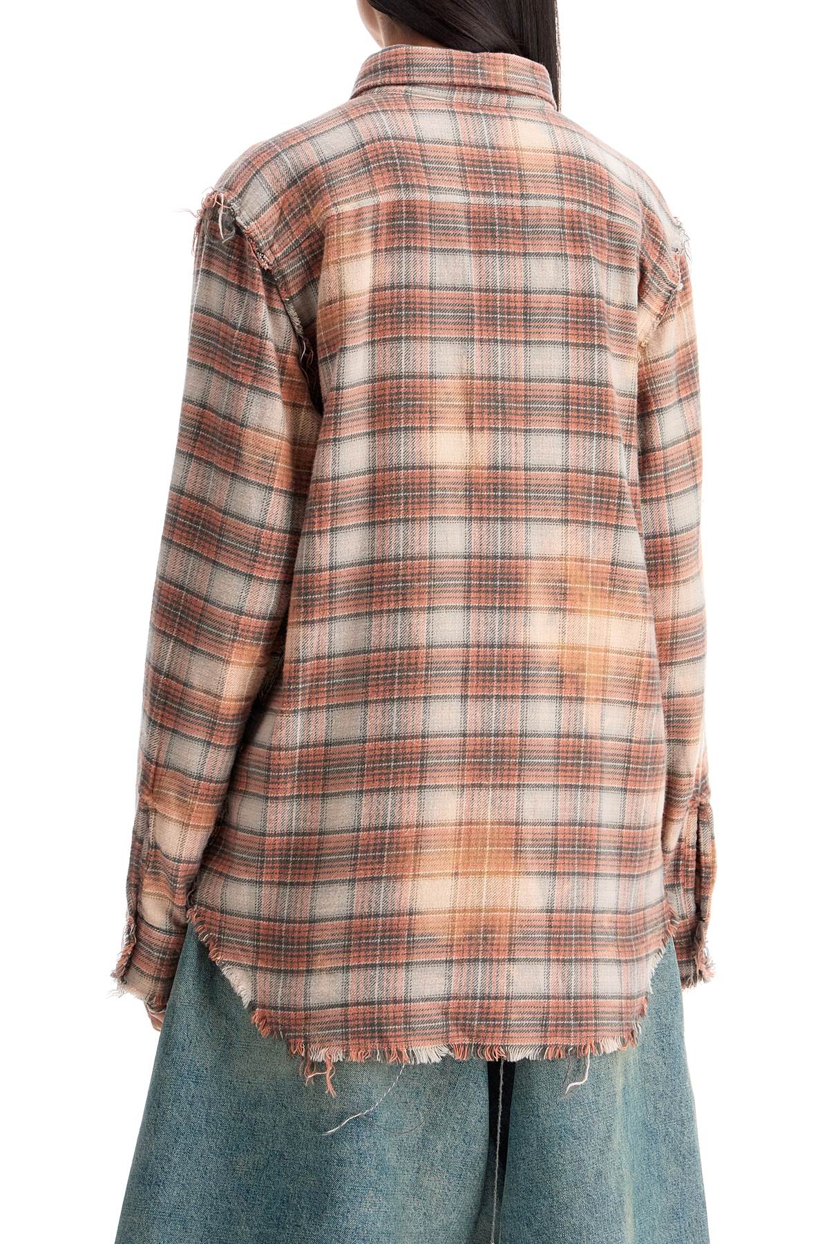 R13 Frayed Flannel Shirt   Orange