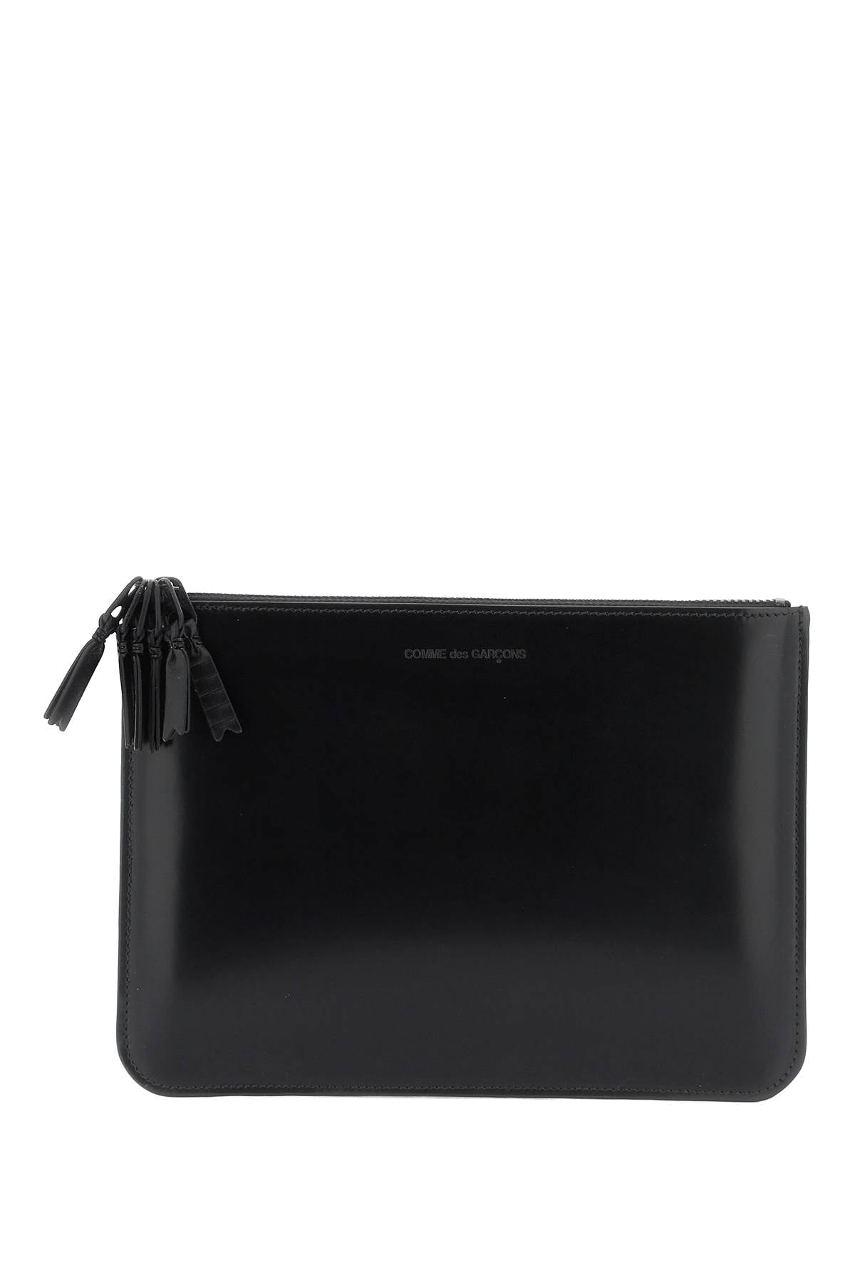 Comme Des Garcons Wallet Brushed Leather Multi Zip Pouch With   Black