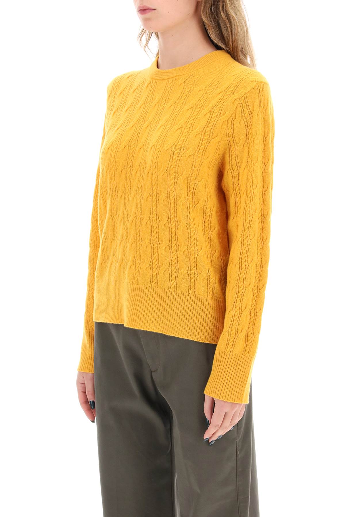 Guest In Residence Twin Cable Cashmere Sweater   Yellow