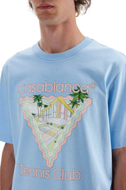 Casablanca Printed Organic Cotton T Shirt   Light Blue