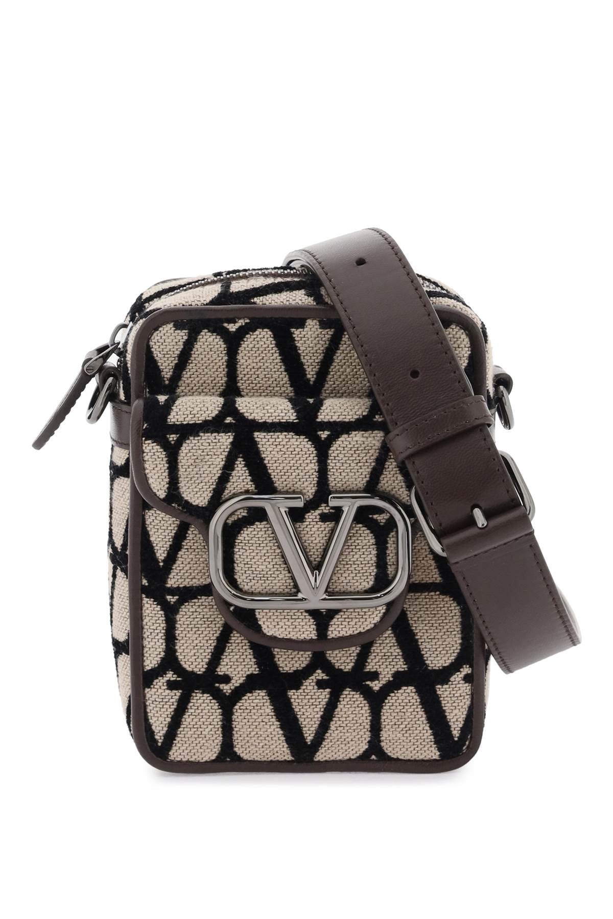 Valentino Garavani Mini Locò Toile Iconographe Crossbody Bag   Beige