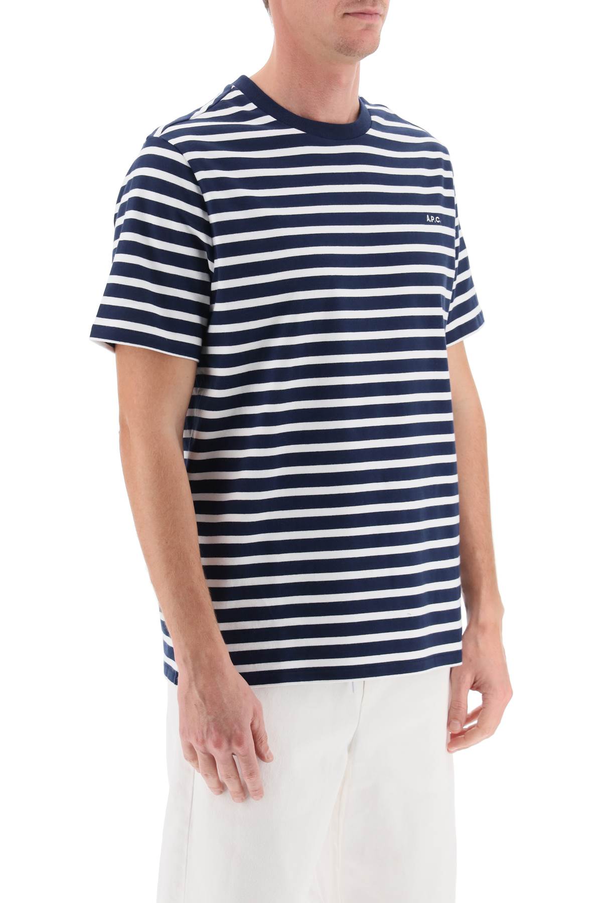 A.P.C. Emilien Striped T Shirt   White