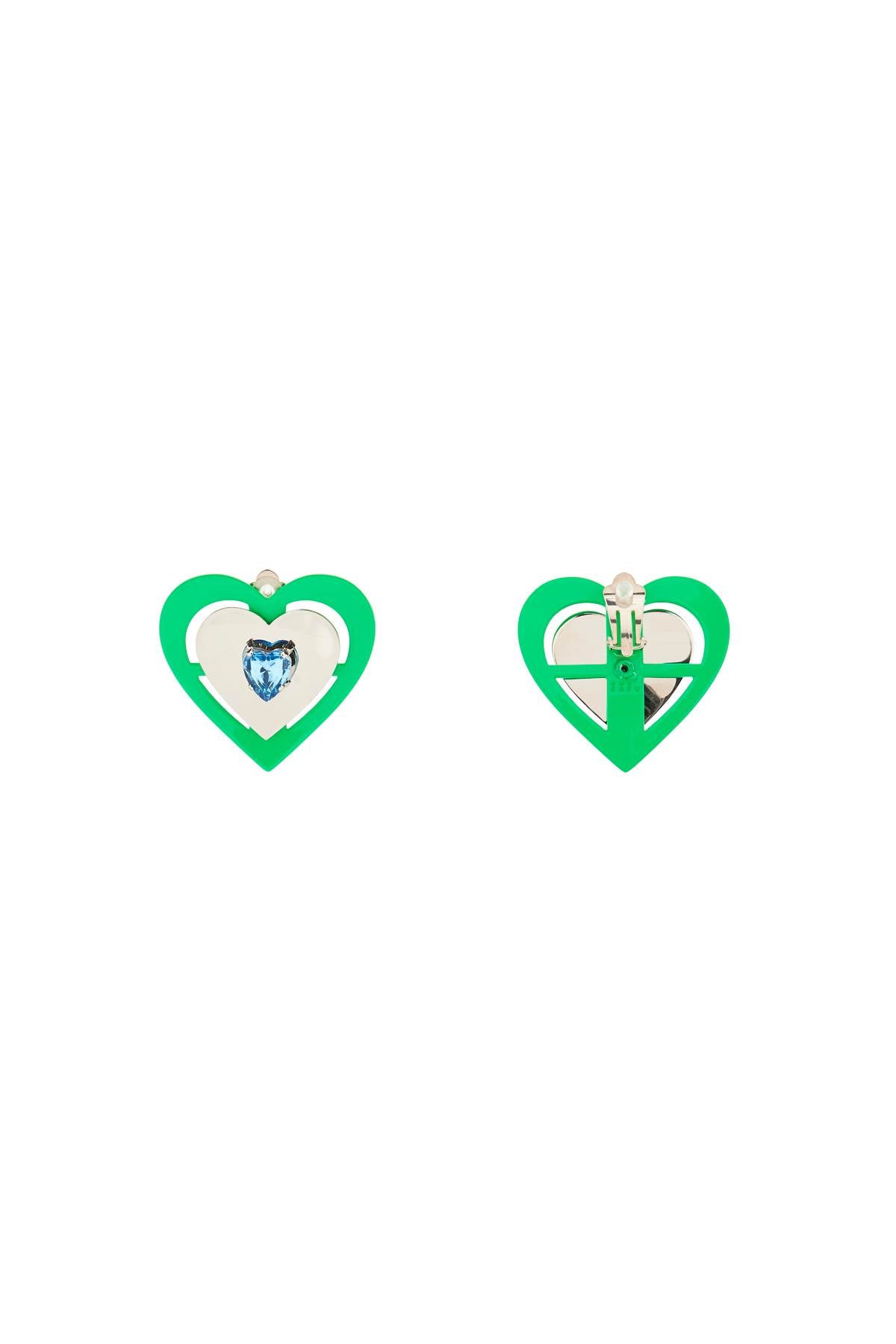 Saf Safu 'Green Neon Heart' Clip On Earrings   Silver