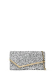 Jimmy Choo Glittered Emmie Clutch   Silver