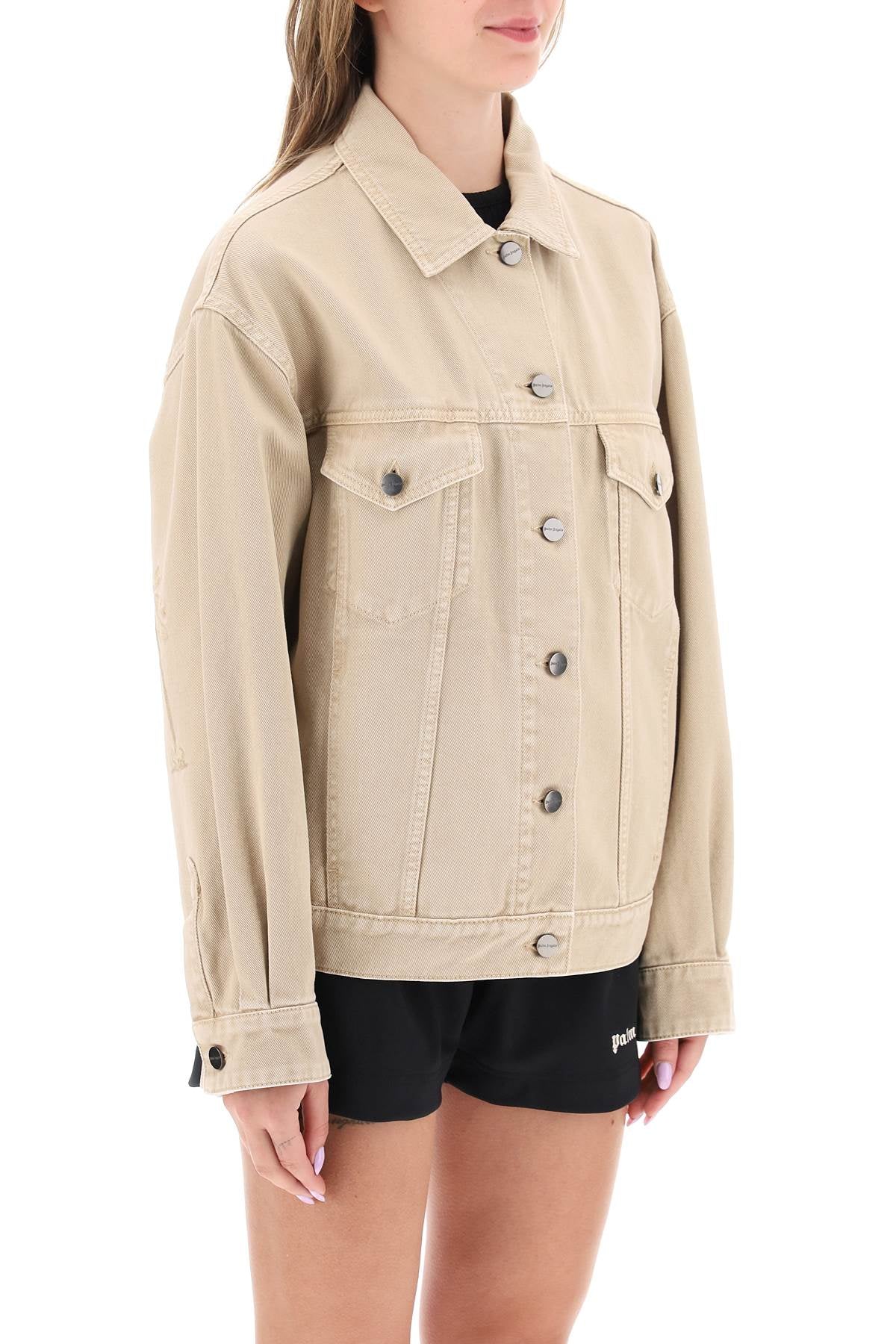 Palm Angels Oversized Denim Jacket   Beige