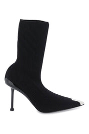 Alexander Mcqueen Knit Slash Ankle Boots   Black