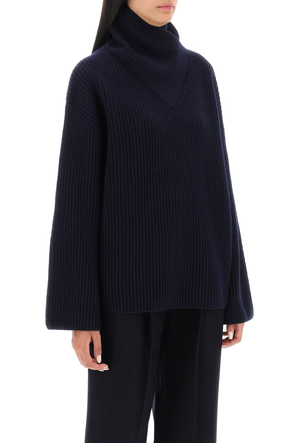 Toteme Sweater With Wrapped Funnel Neck   Blue