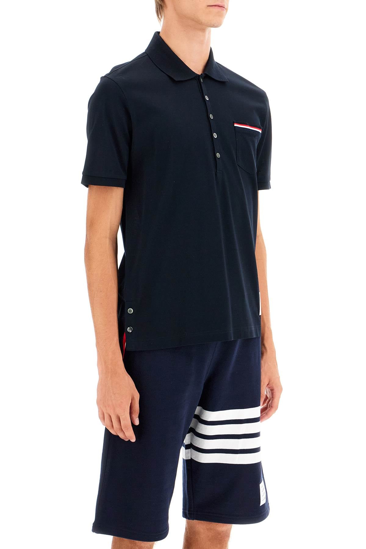 Thom Browne Mercerized Cotton Polo Shirt   Blue