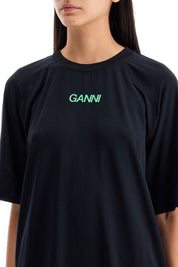 Ganni Sporty Mesh T Shirt For   Black